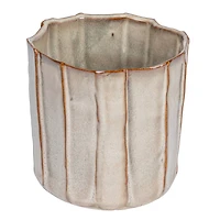 Hello Honey® 5.5" Cream Round Stoneware Pleated Planter