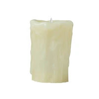 Hello Honey® 5" Ivory Pillar LED Candle with Embossed Faux Melted Wax