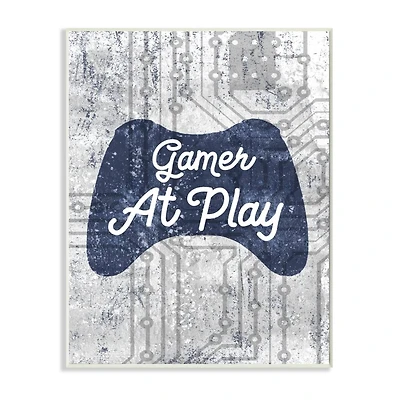 Stupell Industries Gamer at Play Quote Video Game Technology Boys Wood Wall Plaque