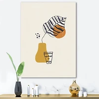 Designart - Botanical Minimalist Leaf With Abstract Shapes III