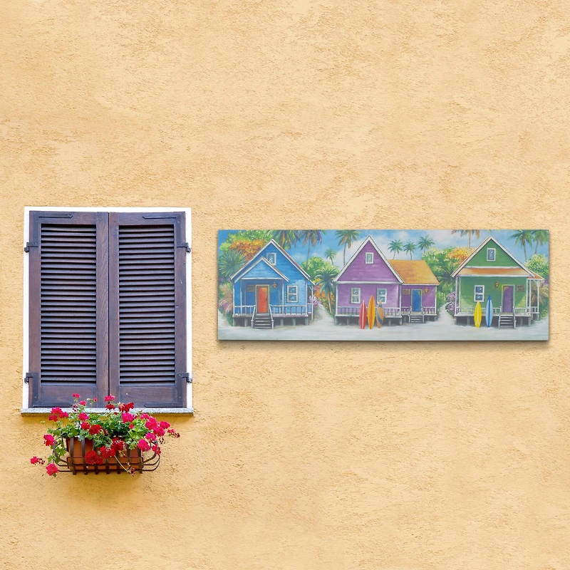Coastal Cabins Crop Outdoor Canvas Art Print - 16"x48"