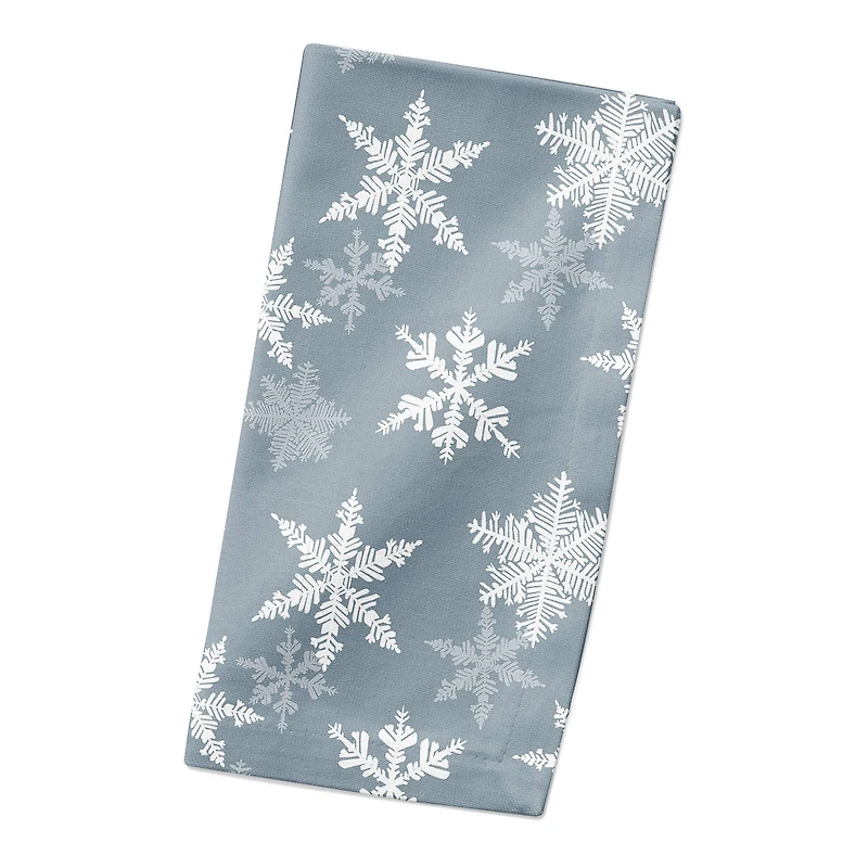 Blue Snowflake Pattern 10" x 10" Cotton Twill Napkin
