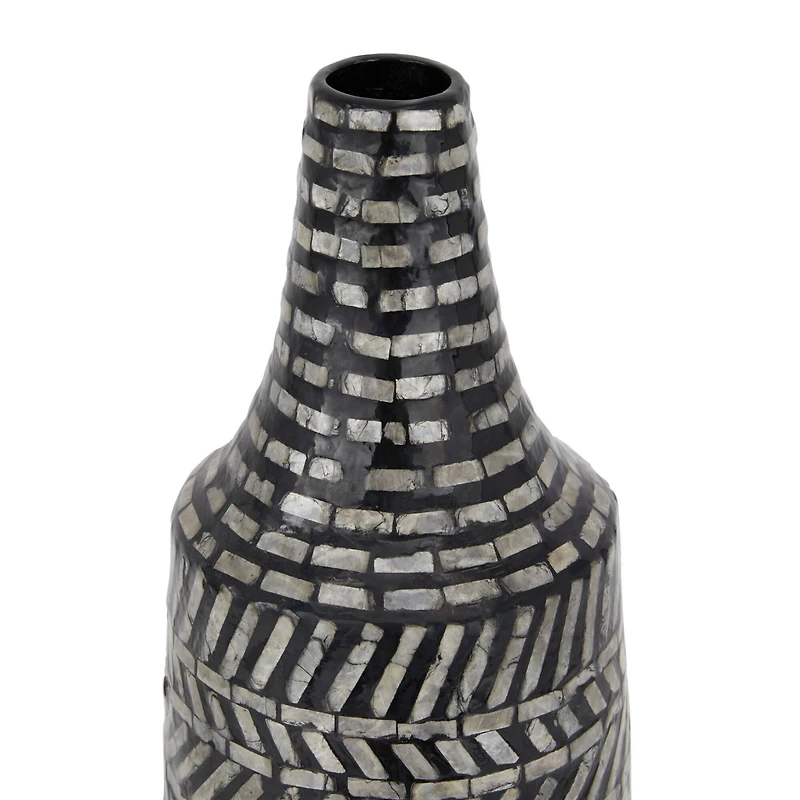 Black Shell Contemporary Vase, 22" x 8" x 8"