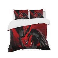 Designart Red & Gray Mixer Modern & Contemporary Duvet Cover & Shams Bedding Set