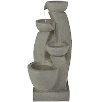 43.5" Gray Fiberglass 4-Tier Fountain with LED Light