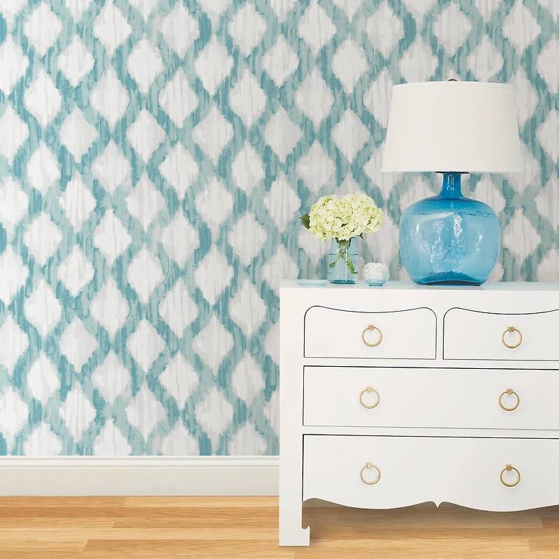 NuWallpaper Teal Floating Trellis Peel & Stick Wallpaper