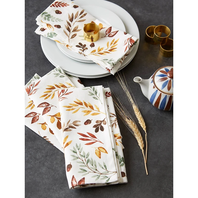DII® Thanksgiving Thankful Autumn Fall Leaves Dinner Napkins, 6ct.