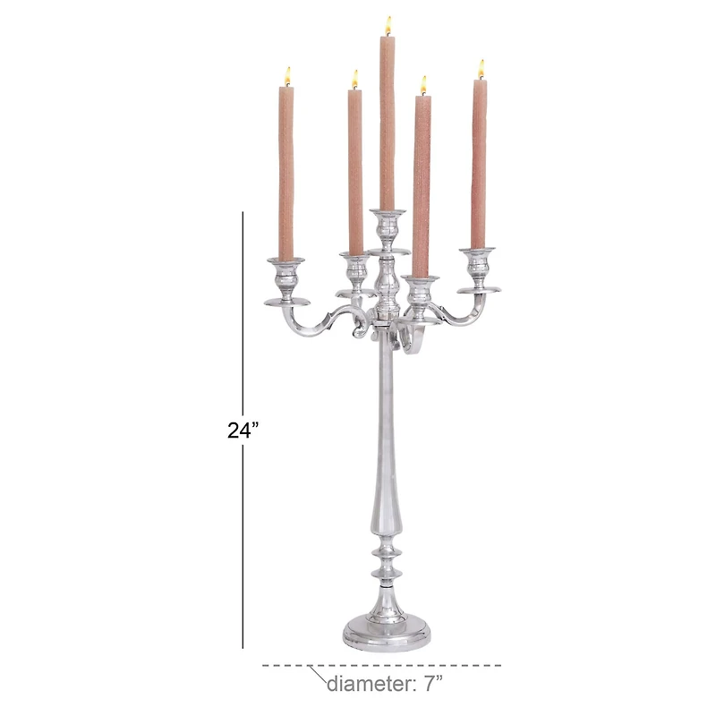 24'' Silver Aluminum Traditional Candle Holder