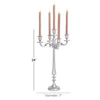 24'' Silver Aluminum Traditional Candle Holder
