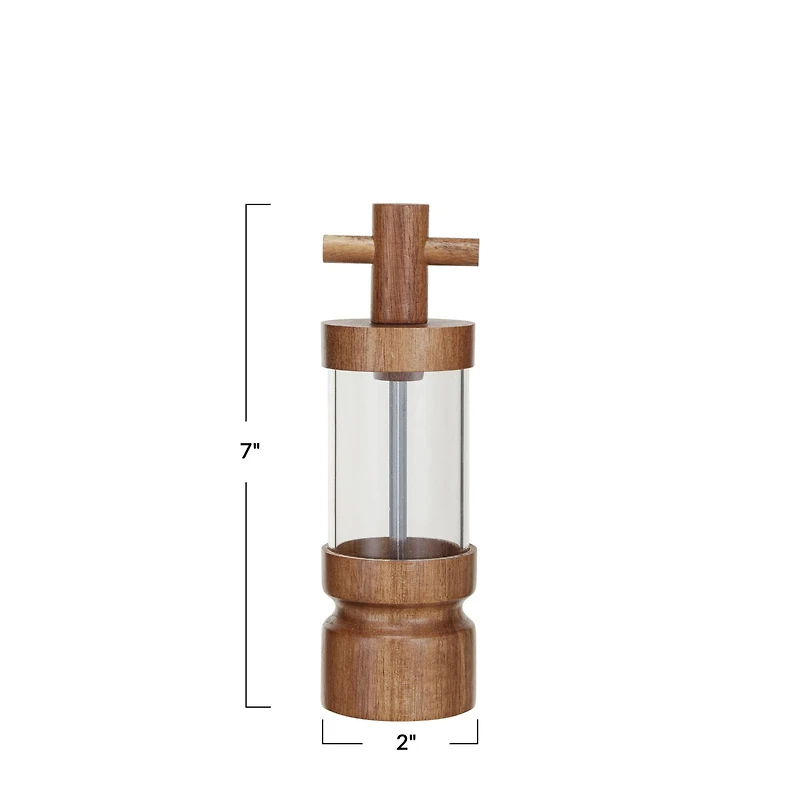 Hello Honey® 7" Natural Acacia Wood & Acrylic Salt & Pepper Mill