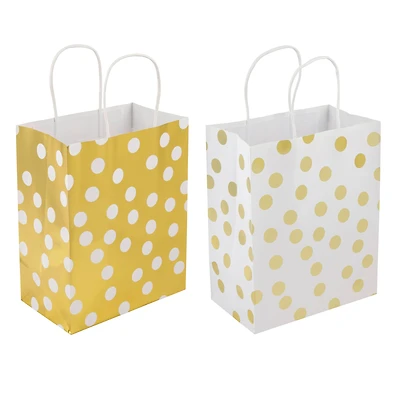 Medium Gold & White Polka Dot Gift Bag Value Pack by Celebrate It™