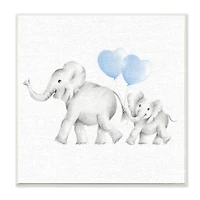 Stupell Industries Elephant Family Blue Balloon Linen Look, 12" x 12"