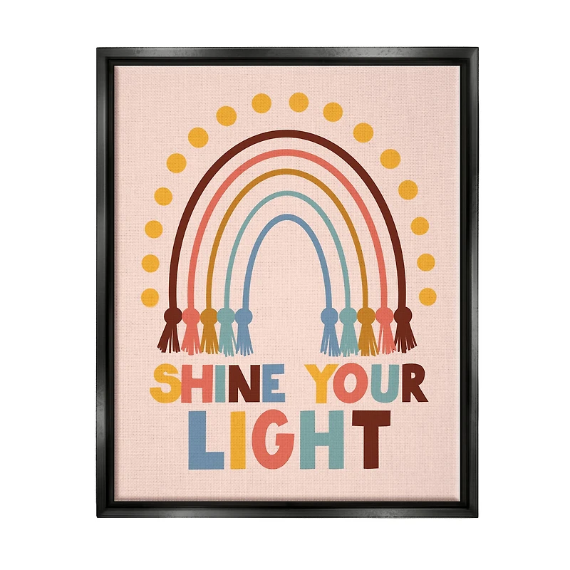 Stupell Industries Shine Your Light Hanukkah Rainbow Framed Floater Canvas Wall Art