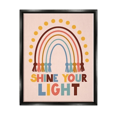 Stupell Industries Shine Your Light Hanukkah Rainbow Framed Floater Canvas Wall Art