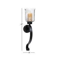 Black Iron Traditional Candle Wall Sconce, 27" x 9" x 7"