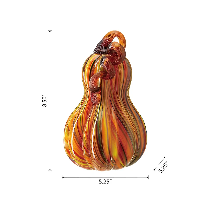 Glitzhome® 8.5" Multi Striped Glass Gourd