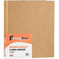 JAM Paper Designders® 1" Brown Kraft 3 Metal Ring Binder