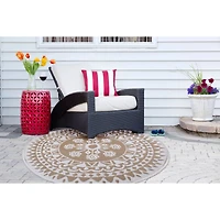 DII® Round Taupe Floral Outdoor Rug, 5ft.