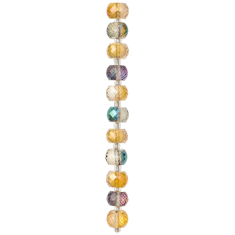 12 Packs: 11 ct. (132 total) Amber & Blue Rondelle Glass Beads, 11mm by Bead Landing™