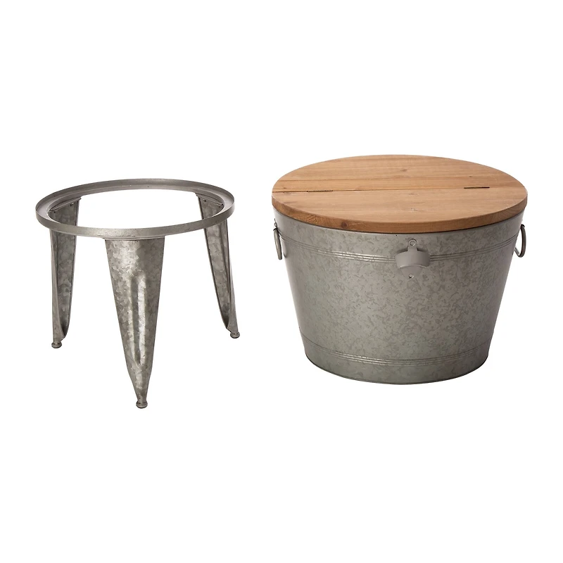 Glitzhome® 26" Galvanized Beverage Tub Accent Table