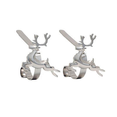 Original MantleClip® Silver Reindeer Icons Stocking Holders, 2ct.