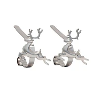 Original MantleClip® Silver Reindeer Icons Stocking Holders, 2ct.