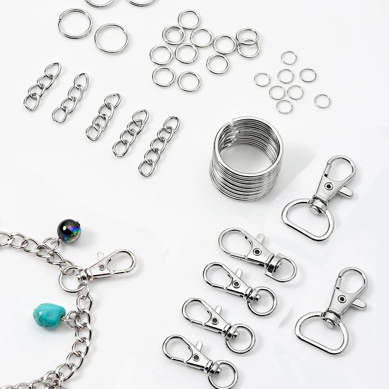 Rhodium Keychain-Making Findings Kit by Bead Landing™