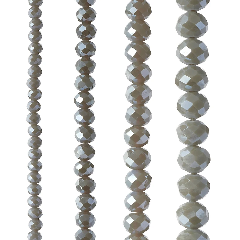 Gray Faceted Glass Rondelle Bead Strings by Bead Landing™