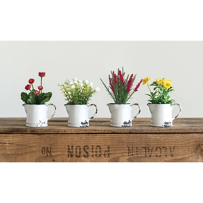 Hello Honey® Faux Flowers in Ceramic Pitcher Set, 4ct.