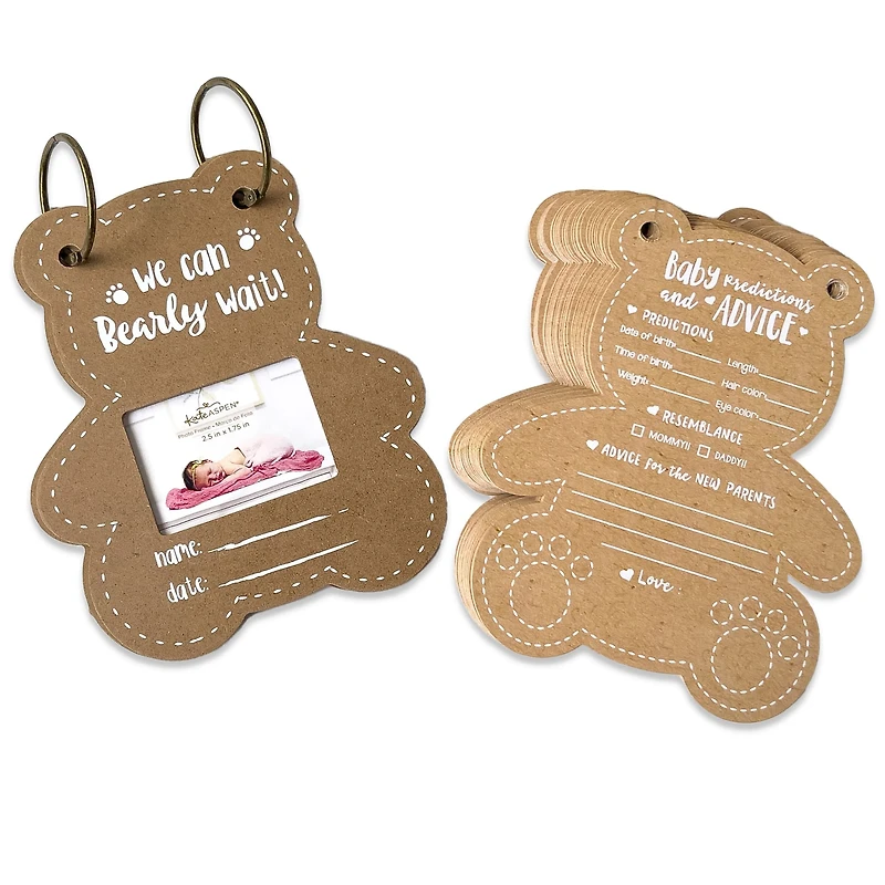 Kate Aspen® Kraft Bear Shape Baby Shower Prediction Advice Card Keepsake Book Set