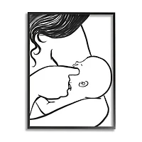 Stupell Industries Mother Nursing Child Portrait Minimal Black White Framed Giclee Art