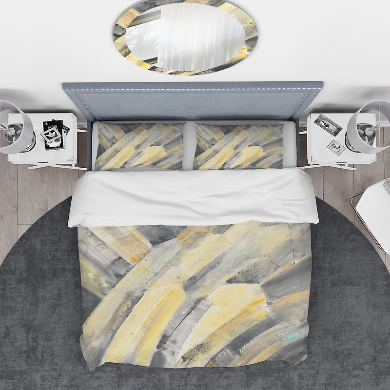 Designart 'Geometric Beige Glacier' Geometric Bedding Set