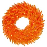 24" Pre-Lit Orange Fir Christmas Wreath, Orange Dura-Lit LED Lights