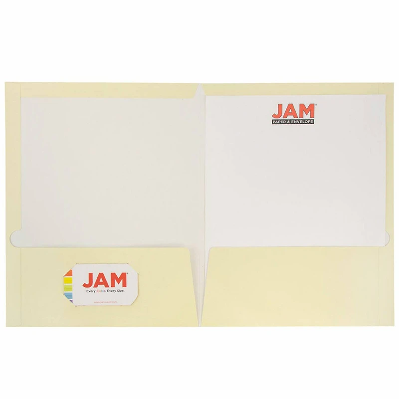 JAM Paper 9.5" x 11.5" Glossy Ivory 2 Pocket School Presentation Folders, 12ct.
