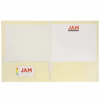 JAM Paper 9.5" x 11.5" Glossy Ivory 2 Pocket School Presentation Folders, 12ct.
