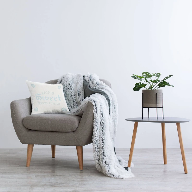 Stupell Industries Sweet Beach Home Delicate Blue Seashell Phrase Throw Pillow, 18" x 18"