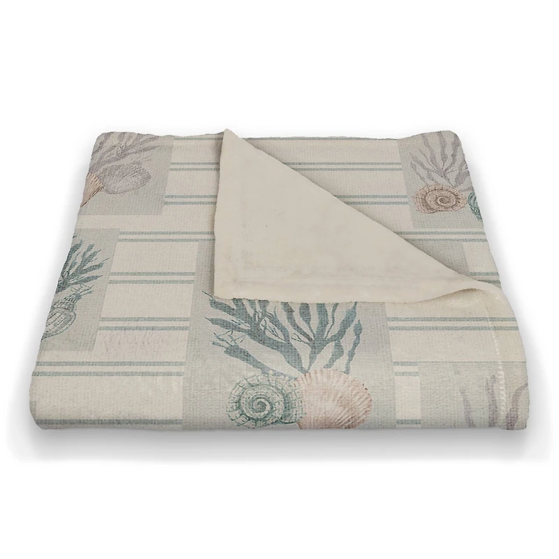 Shell Panels Coral Fleece Blanket