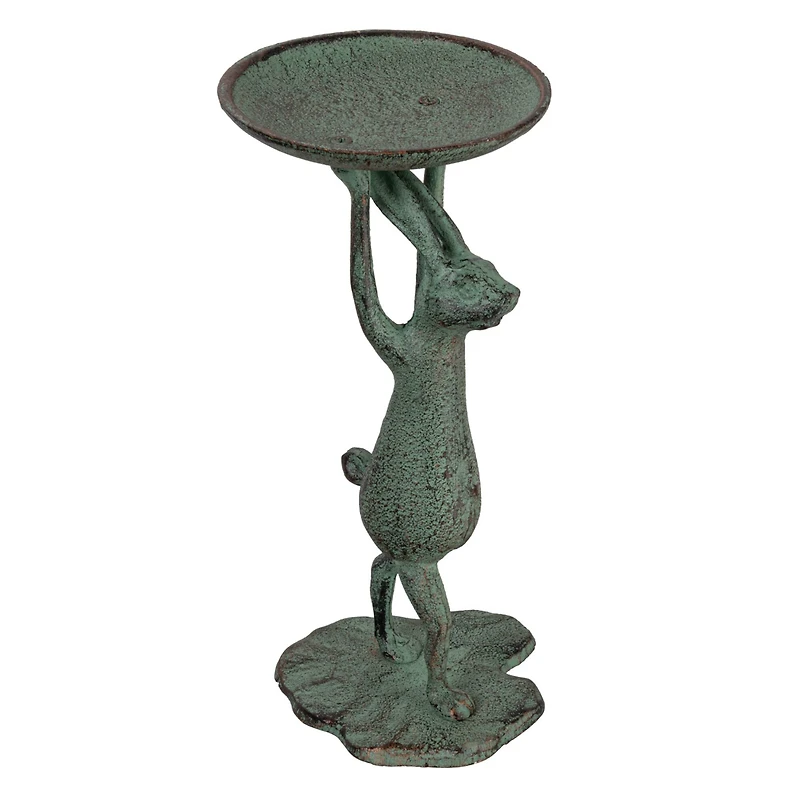 Hello Honey® 10.8" Patina Finish Cast Iron Rabbit Pillar Candle Holder