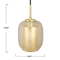 Hello Honey® Clear & Gold Embossed Glass Shade Pendant Lamp with Brass Accents