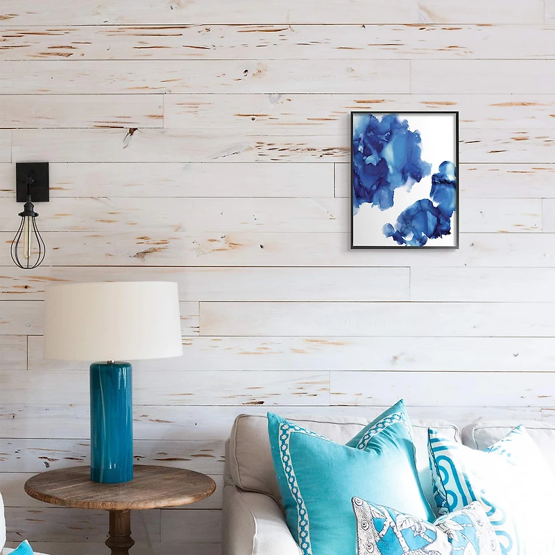 Stupell Industries Blue Ink Blot Abstraction Over White in Frame Wall Art