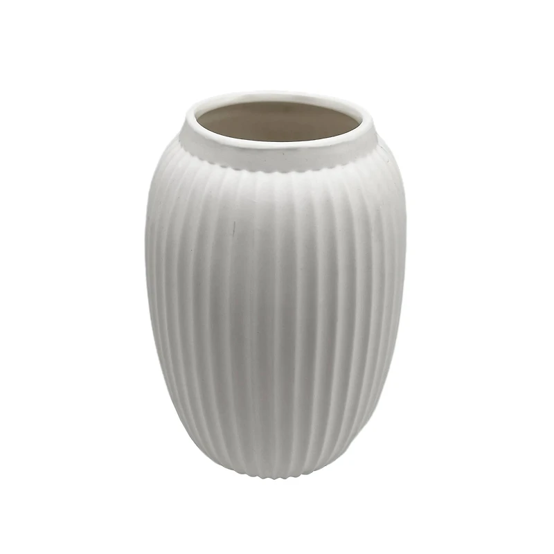 8 Pack: 9" White Geometric Fluted Ceramic Vase by Ashland®