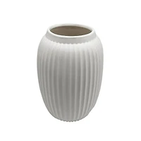 8 Pack: 9" White Geometric Fluted Ceramic Vase by Ashland®