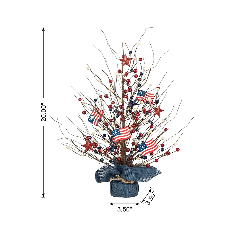 Glitzhome® 20" Patriotic America Berry Table Tree