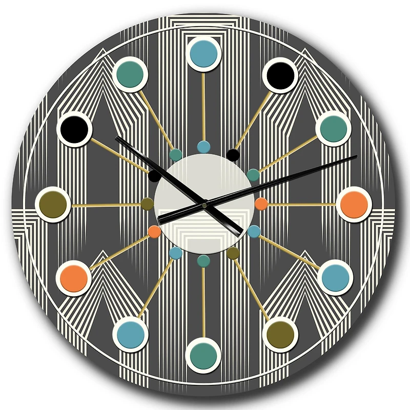 Designart 'Mimimal Black And White Design Iii Mid-Century Modern Wall Clock