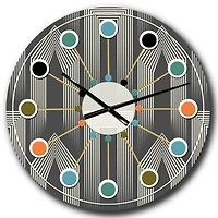 Designart 'Mimimal Black And White Design Iii Mid-Century Modern Wall Clock