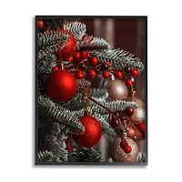 Stupell Industries Hanging Red Ornaments Christmas Tree Framed Giclee Art
