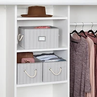 Honey Can Do Gray Stripes Large Collapsible Fabric Storage Bins with Handles, 3ct.