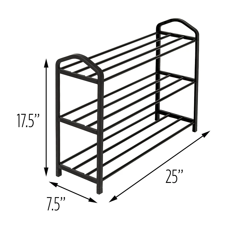 Honey Can Do Black 3-Tier Streamline Shoe Rack