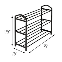 Honey Can Do Black 3-Tier Streamline Shoe Rack