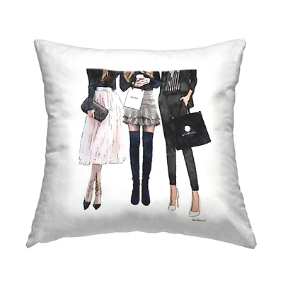 Stupell Industries Fashion Model Girls Glam Upscale Brands Throw Pillow, 18" x 18"